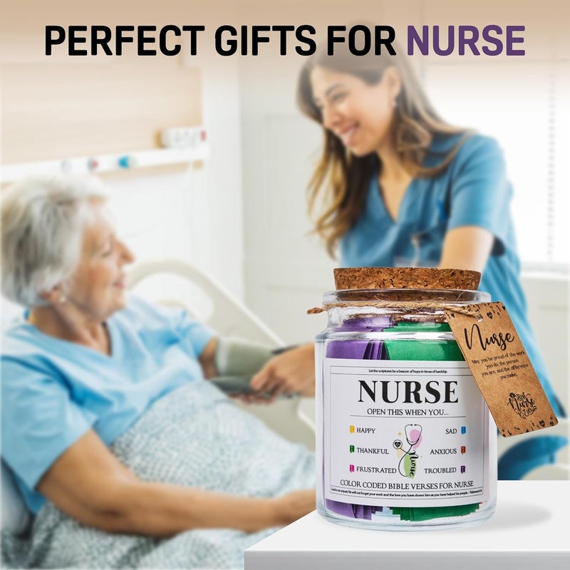 DOSINY Nurse Gifts for Women, Nurse Week Gifts, Birthday, Christmas, Mothers Day Gift For LPN RN, Practitioner, Graduation, Appreciation Gift Idea, Nursing Decorative Glass Scripture Jar with 96 Bible Verses - Image 2